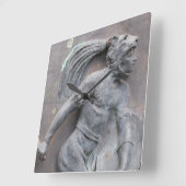 Steinschnitzen des aztekischen Kriegers Quadratische Wanduhr (Winkel)