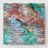 Steinsockel mit rustikalem Mörtel und Splint Quadratische Wanduhr (Vorderseite)