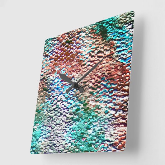 Steinsockel mit rustikalem Mörtel und Splint Quadratische Wanduhr (Winkel)