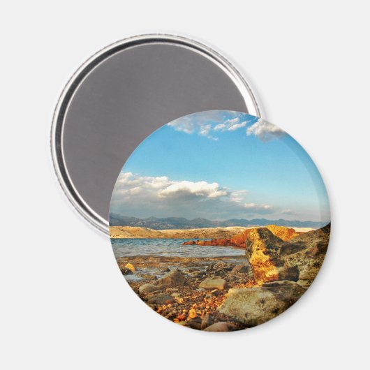 Steinstrand auf der Insel Pag in Kroatien Magnet (Vorderseite/Rückseite)