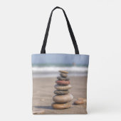 Steinturm auf Strand Tasche (Rückseite)