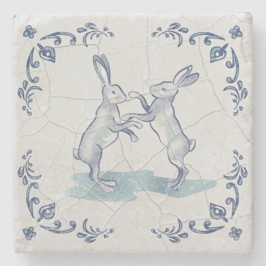 Steinuntersetzer Delft Boxerhasen (Vorderseite)