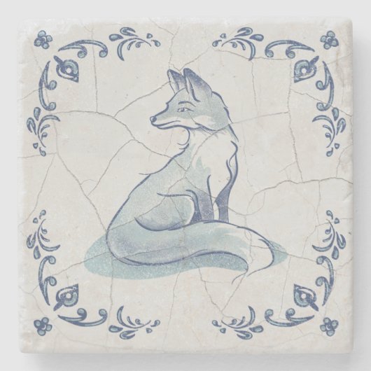 Steinuntersetzer Delft Fuchs (Vorderseite)