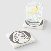 SteinUntersetzer mit Q-Tee-Torte Logo (Seitenansicht)