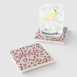 Steinuntersetzer rosa Tierprint