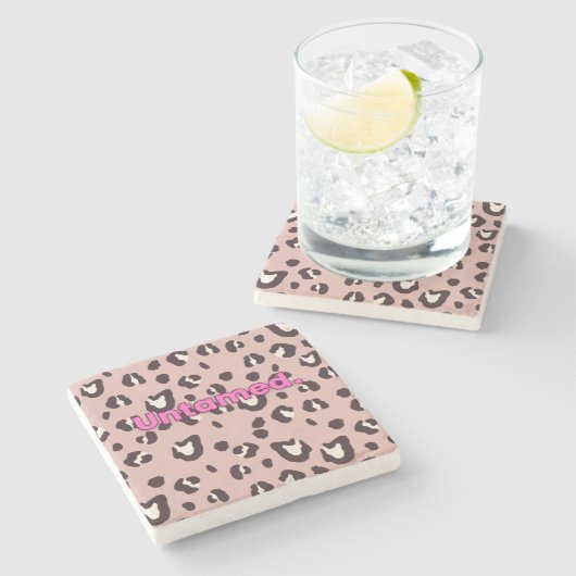 Steinuntersetzer rosa Tierprint (Seitenansicht)