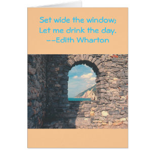 "STEINWAND MIT FENSTER ZUM MEER" (FOTOG)