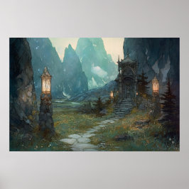 Steinweg durch das heilige Tal zum Schrein Poster