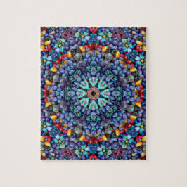 Steinwunder-Vintages blaues Fraktal-Kaleidoskop Puzzle