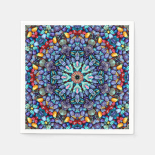 Steinwunder-Vintages blaues Fraktal-Kaleidoskop Serviette