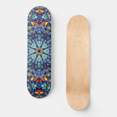 Steinwunder-Vintages blaues Fraktal-Kaleidoskop Skateboard (Vorderseite)