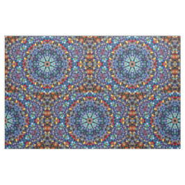 Steinwunder-Vintages blaues Fraktal-Kaleidoskop Stoff