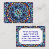 Steinwunder-Vintages blaues Fraktal-Kaleidoskop Visitenkarte (Vorne/Hinten)