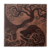 SteinYin Yang Bäume Browns Fliese (Vorderseite)