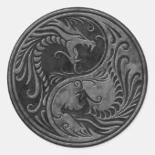 SteinYin Yang Drachen Runder Aufkleber (Vorderseite)