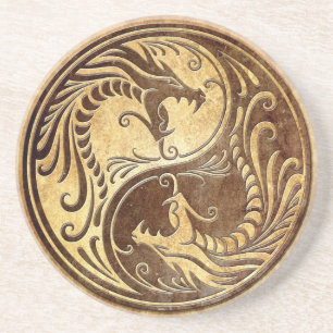 SteinYin Yang Drachen Sandstein Untersetzer
