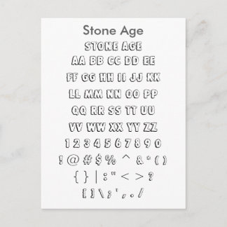 Steinzeit - Zazzle-Schriftart-Beispielblatt Postkarte