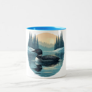 Steißfuß - Retro-Winterhütte-Weihnachtsdesign Zweifarbige Tasse