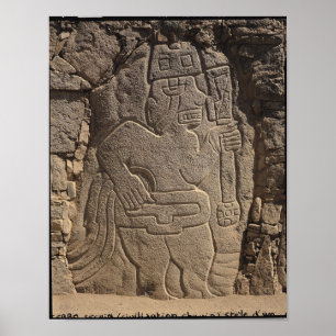 Stela, das einen Krieger hält einen Verein Poster