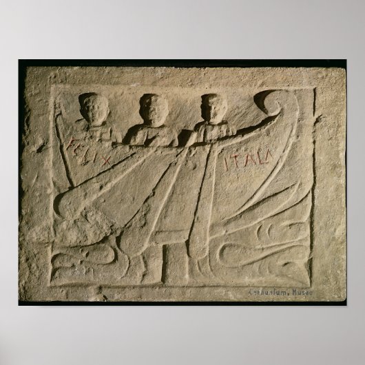 Stela depicting a rowing boat 'Felix Itala' Poster (Vorne)