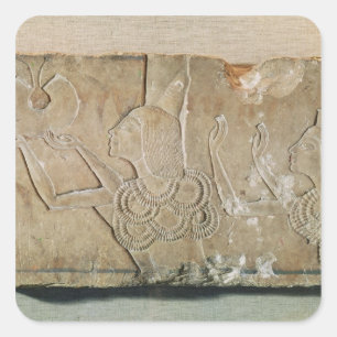 Stele, der Ay und seine Ehefrau Teye darstellt Quadratischer Aufkleber