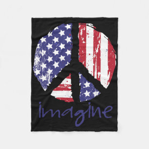 Stell dir Frieden Amerikanische Flagge USA Frieden Fleecedecke