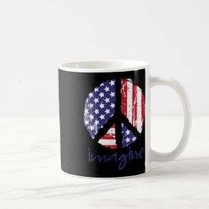 Stell dir Frieden Amerikanische Flagge USA Frieden Kaffeetasse