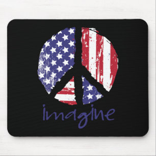 Stell dir Frieden Amerikanische Flagge USA Frieden Mousepad