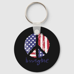 Stell dir Frieden Amerikanische Flagge USA Frieden Schlüsselanhänger