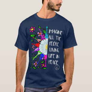 Stell dir Frieden Groovy Hippie Bunt 70er Folk Roc T-Shirt