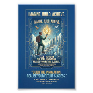 Stell dir vor, baue, erreiche Motivationsposter Fotodruck