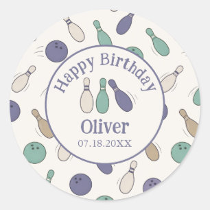 Stell ein bisschen Spaß an Vintage-Bowling-Party-A Runder Aufkleber