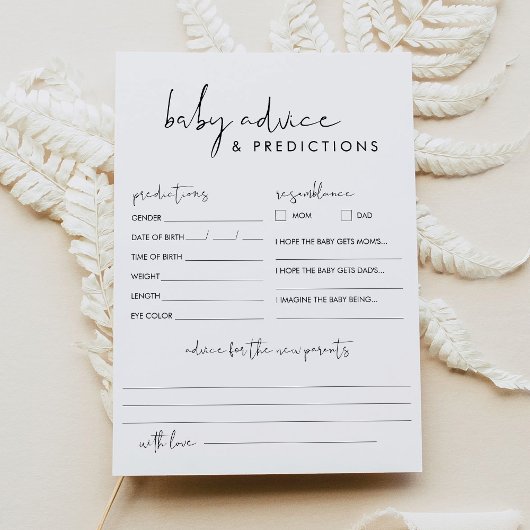 STELLA Baby Shower Advice & Predictions Card Einladung