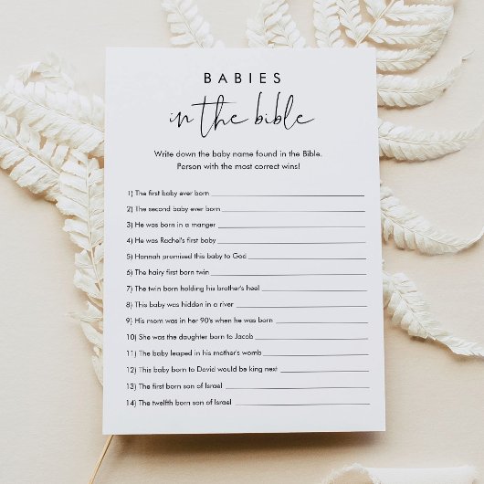 STELLA Babys in der Bibel Baby Shower Game Card Einladung