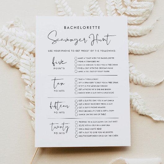 STELLA Bachelorette Scavenger Jagdspielkarte Einladung