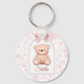 Stella | Benutzerdefiniertes rosa Teddy-Bär-Kinder Schlüsselanhänger (Vorderseite)
