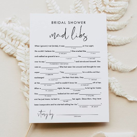 STELLA Brautparty Libs, Fülle das Blanks-Spiel ein Einladung