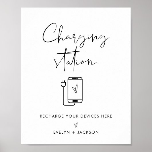 STELLA Charging Station Wedding Sign Poster (Vorne)