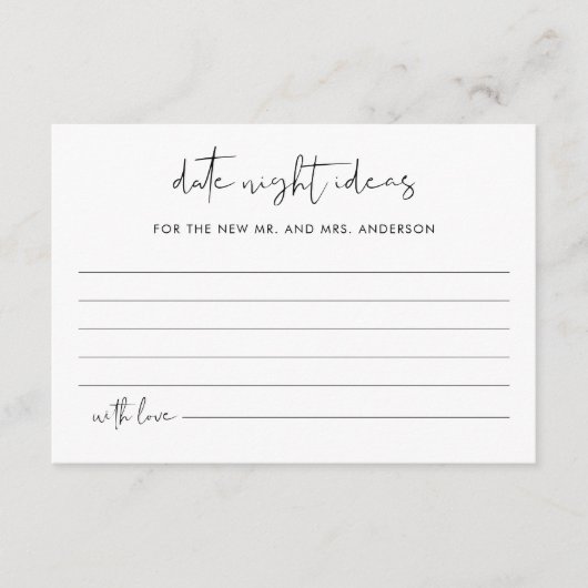 STELLA Date Night Ideas Brautparty Card Begleitkarte (Vorderseite)