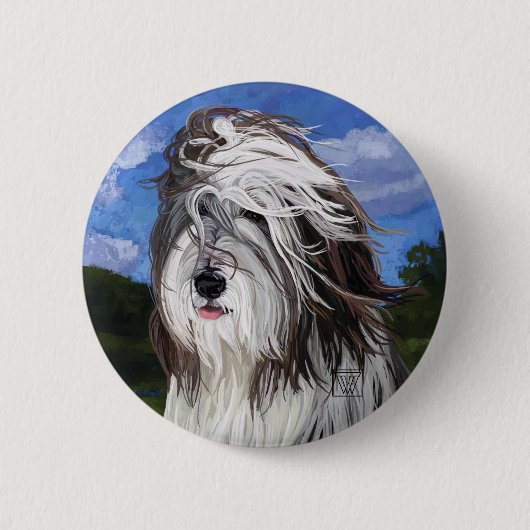 Stella, der englische Schafhund Button (Vorderseite)