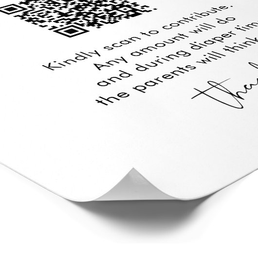 STELLA Diaper Fund QR Code Babydusche-Zeichen Poster (Ecke)