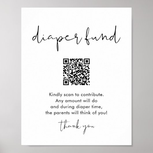 STELLA Diaper Fund QR Code Babydusche-Zeichen Poster (Vorne)