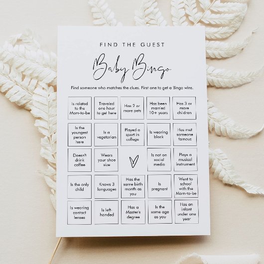 STELLA Finden Sie die Baby Bingo Game Card Einladung