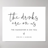 STELLA Funny Open Bar Sign, Drinks sind auf uns Poster (Vorne)