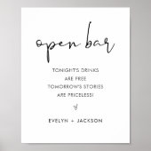 STELLA Funny Open Bar Wedding Sign Poster (Vorne)