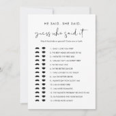 STELLA Guess, wer sagte es Brautparty Game Card Einladung (Vorderseite)