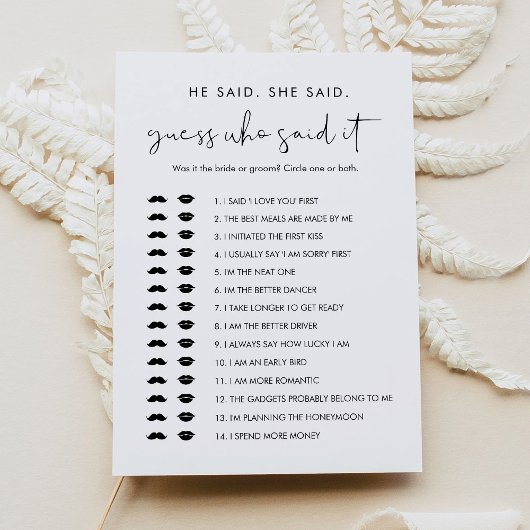 STELLA Guess, wer sagte es Brautparty Game Card Einladung