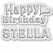 Stella Happy Birthday silver Aufkleber Sticker (Vorderseite)