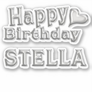 Stella Happy Birthday silver Aufkleber Sticker