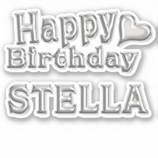 Stella Happy Birthday silver Aufkleber Sticker (Vorderseite)